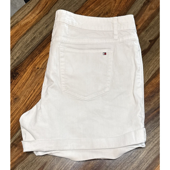 Tommy Hilfiger Shorts Womens 14 White Denim Rolled Cuff 4.5 Inch Inseam - Picture 16 of 16